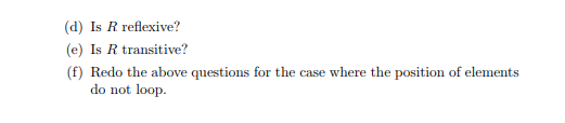 f,dy with the relation R where rRy means if element r occupies