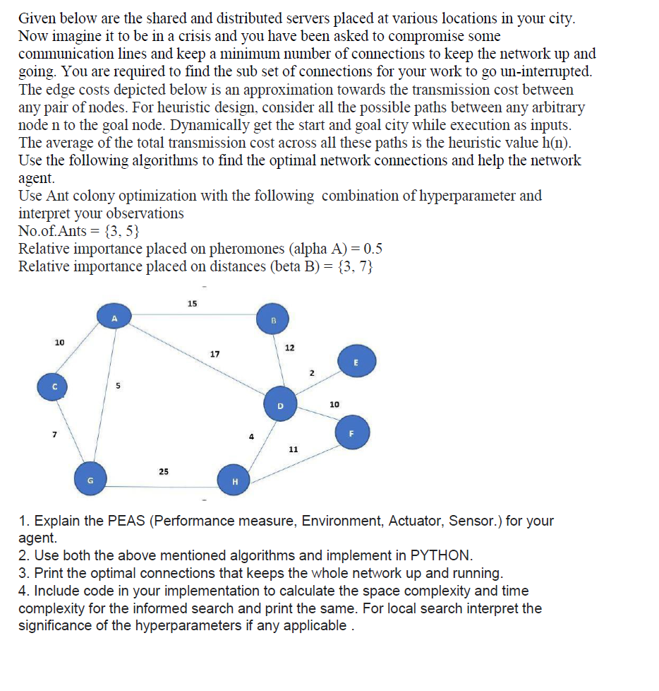  Given below are the shared and distributed servers placed at various