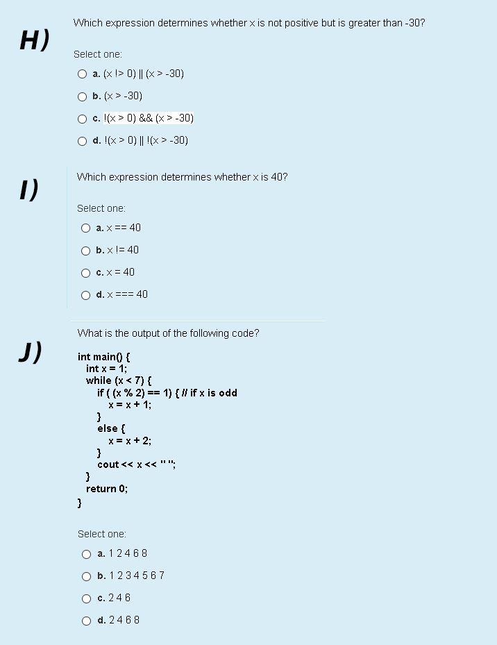 2. and c 50? mult 0 while (a 20) mult b* a;