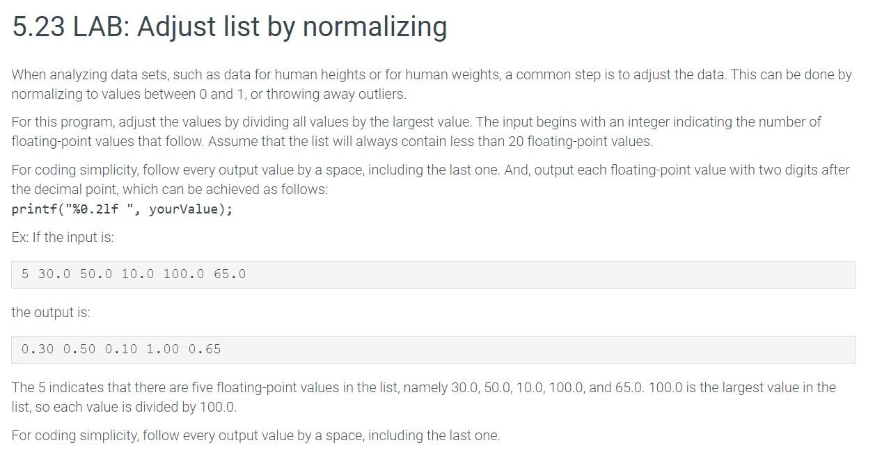  USING C PLEASE, NOT C++ When analyzing data sets, such as