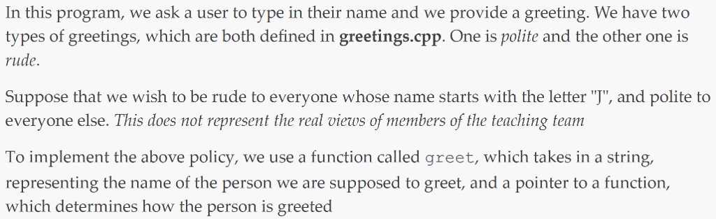 I need to utilize a pointer in Greet.h In this program, we