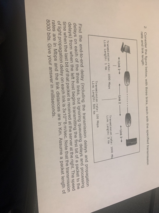 Computer Networking 2. Consider the figure below, with three links, each with