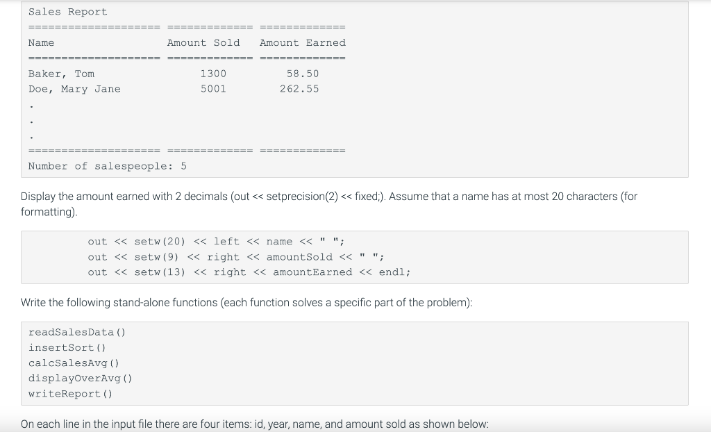 objects Overloaded stream insertion operator #include "Sales.h" #include #include #include #include #include