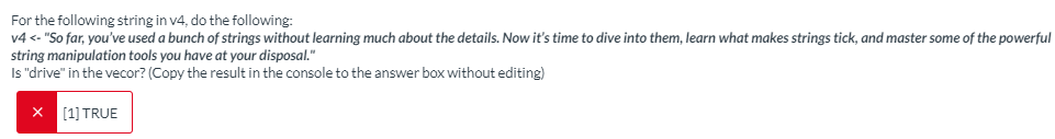  For the following string in v4, do the following: v4-"So far,
