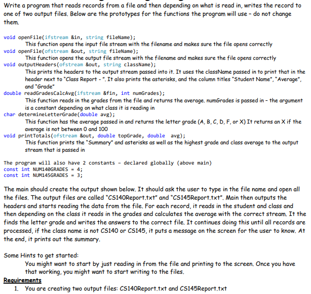 Below are instructions to create a beginner level C++ program using functions