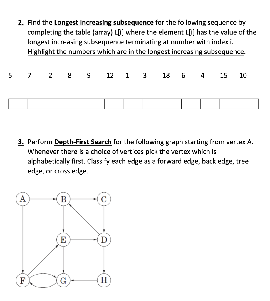 on the following graph starting from the vertex A. Complete the table