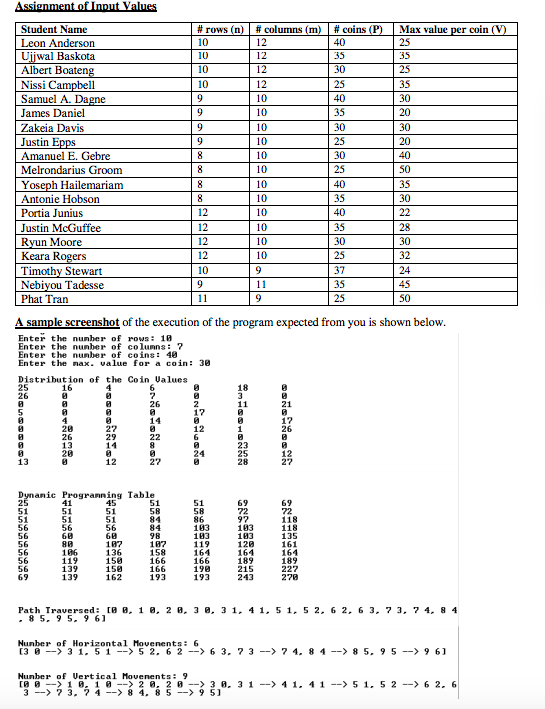 Algorithm for Optimum Coin Collection in a Two- Dimensional Grid Due: March