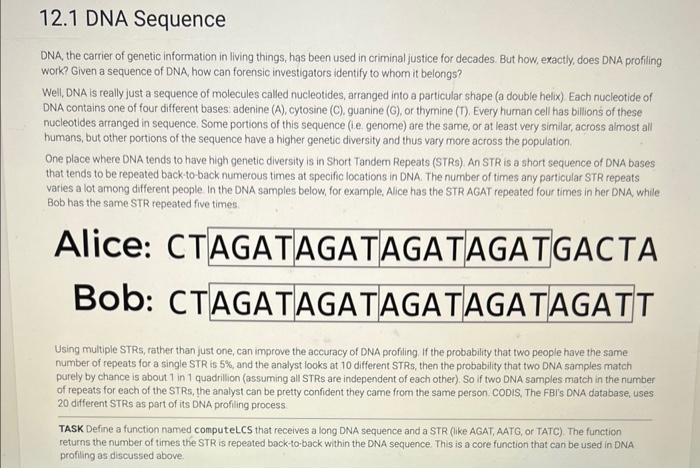 in python pls 12.1 DNA Sequence DNA, the carrier of genetic information