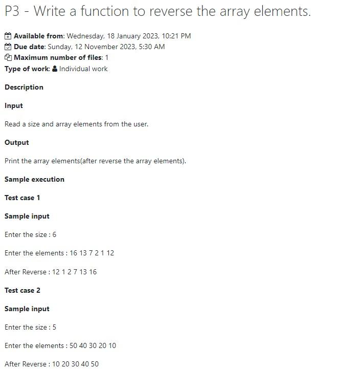 please provide C code for this question as per the test case