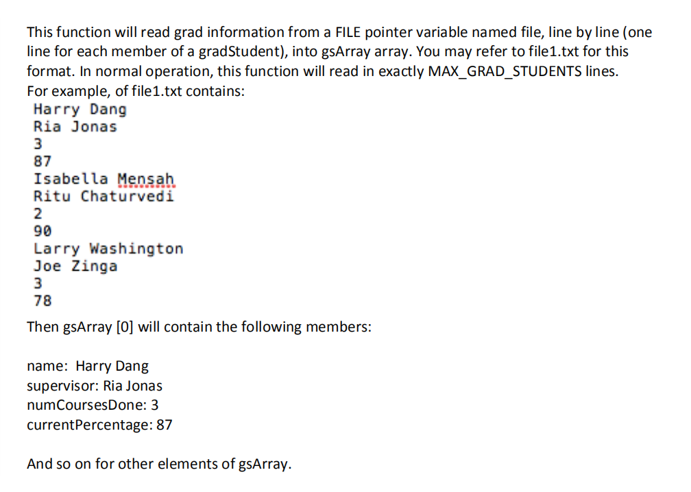 justATag { char name [MAX_LEN_NAME]; char supervisor [MAX_LEN_NAME); int numCoursesDone; float currentPercentage;