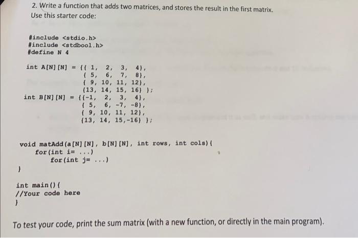 finds the minimum element of a square matrix. Use this starter code: