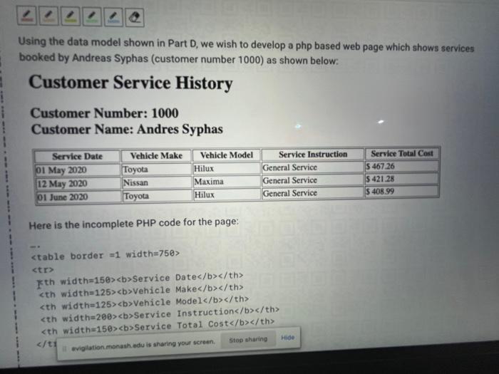  pls help urgeny Using the data model shown in Part D,