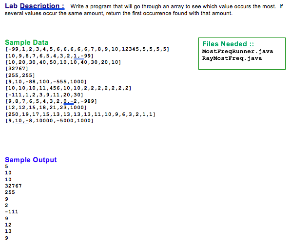  Lab Description : Write a program that will go through an