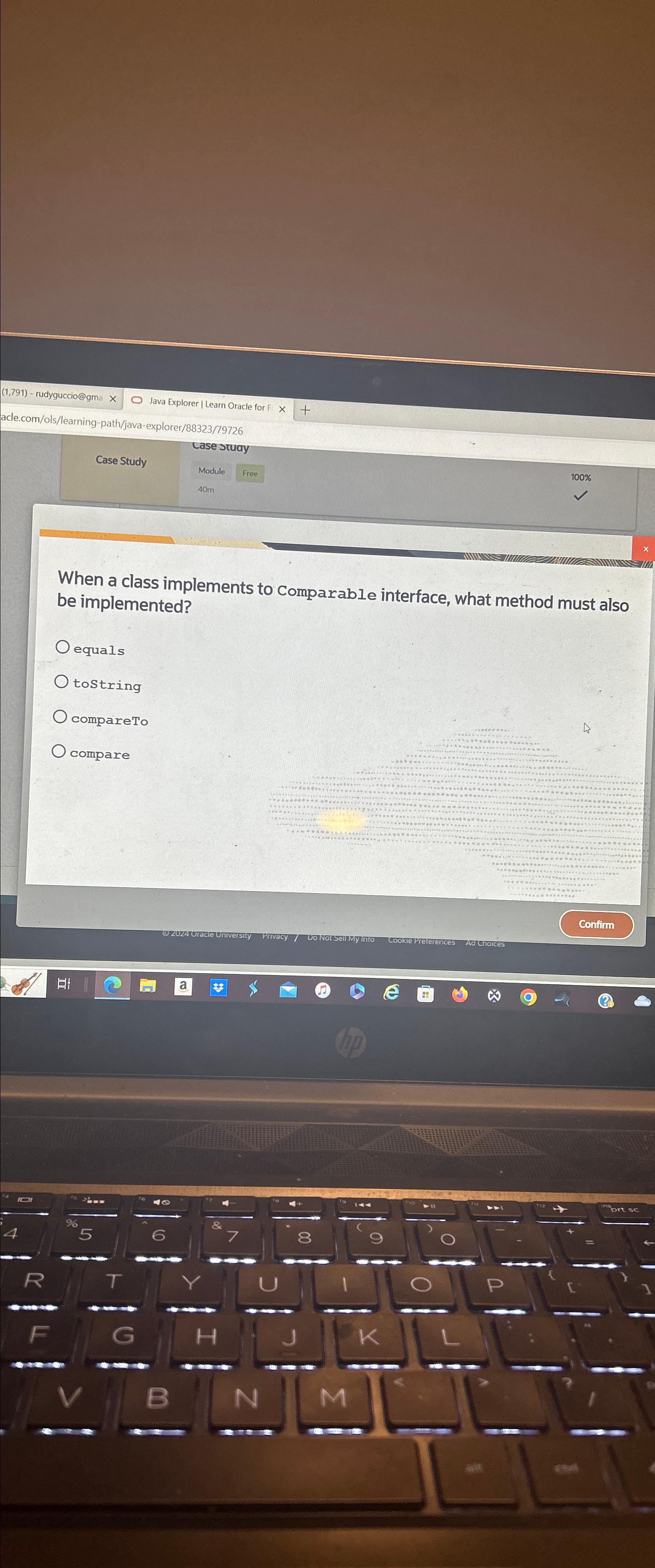 When a class implements to Comparable interface, what method must also