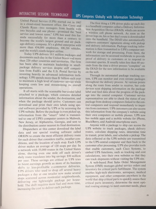  Answer questions 1-4 INTERACTIVE SESSION: TECHNOLOGY UPS Competes Globally with Information