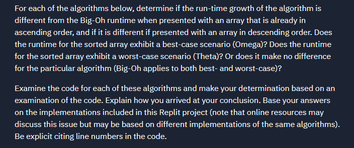 of the algorithm is different from the Big-Oh runtime when presented with