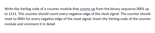  Write the Verilog code of a counter module that counts up