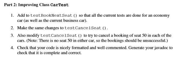 Class CarTest /** * The test class CarTest. */ public class