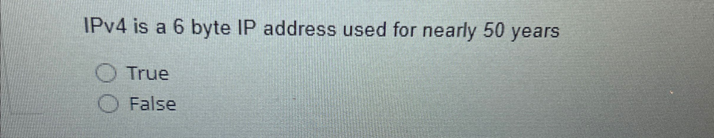  IPv4 is a 6 byte IP address used for nearly 50