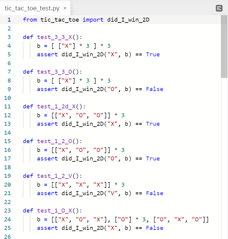 T b = [["X", "O", "O"]] * 3 did_I_win_2D (X, ru b)