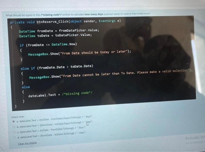  What should be typed in the missing code" section to calculate