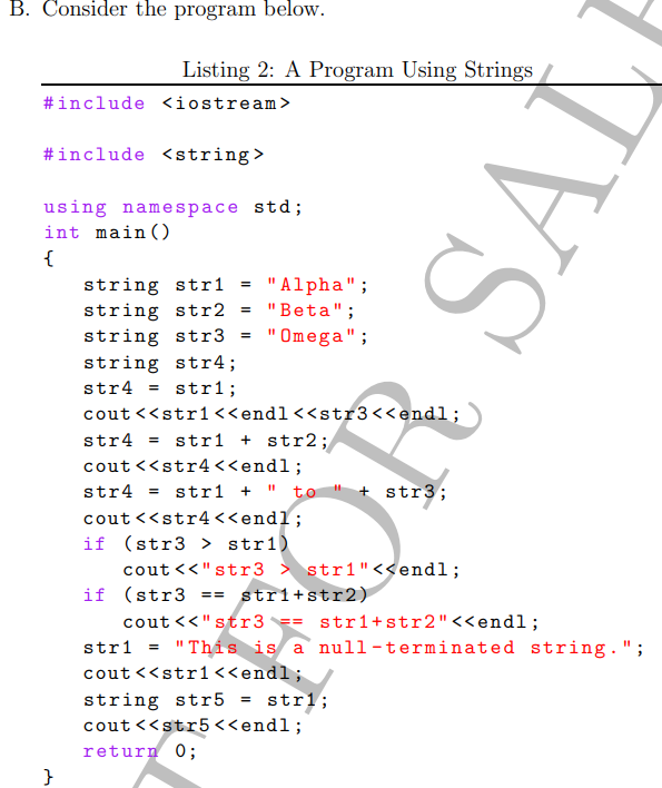 Listing 2: A Program Using Strings