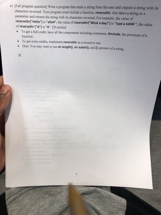  45. Full program question] Write a program that reads a string