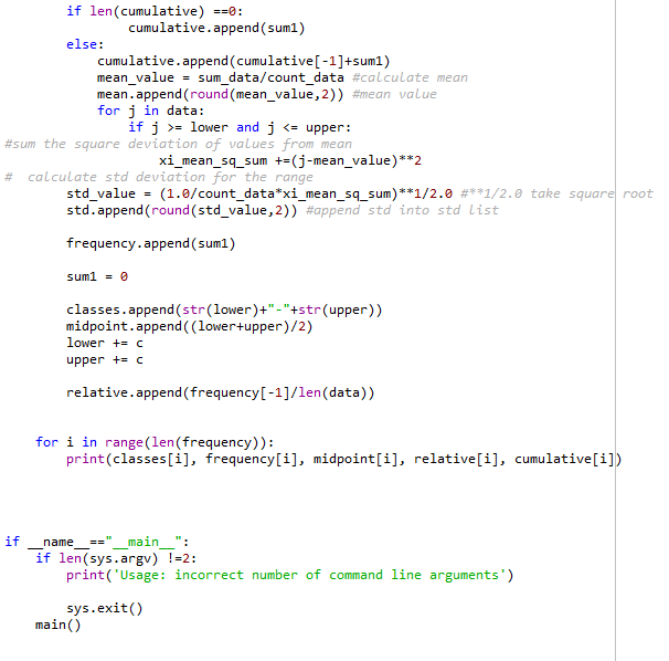putting in my def main(): to get my program to output correctly?
