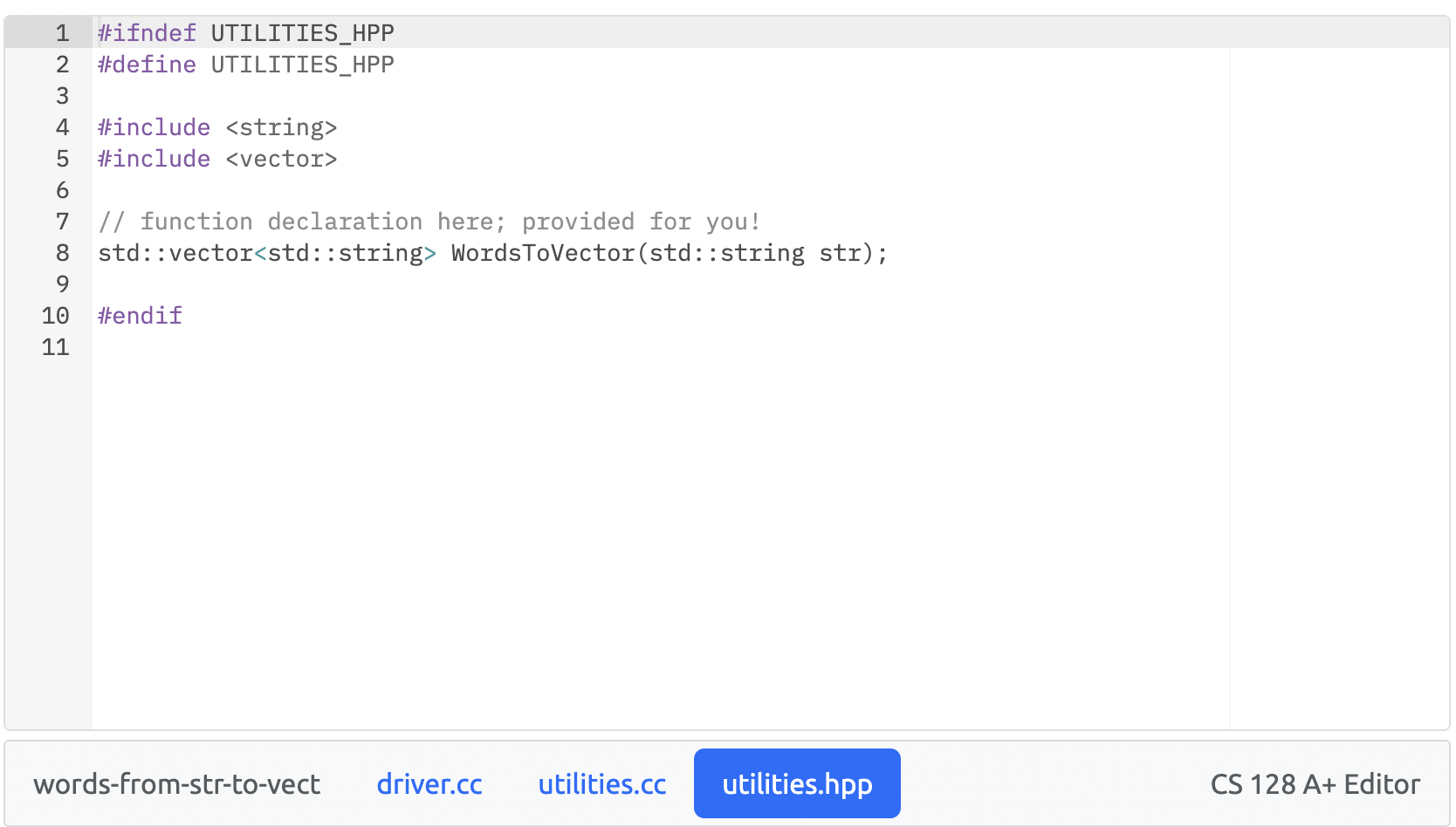 vector where each word (whitespace delimited) in the parameter str is an
