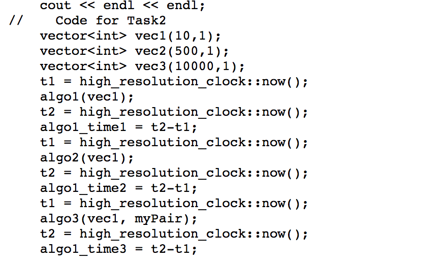 of the array int algo2(vector & myVec) returns the sum of all