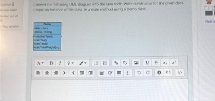  Convert the following UML. diagram into the Aava code. Write constructor