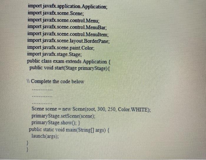 Part of the program is given, write only the remaining) Jave Cat