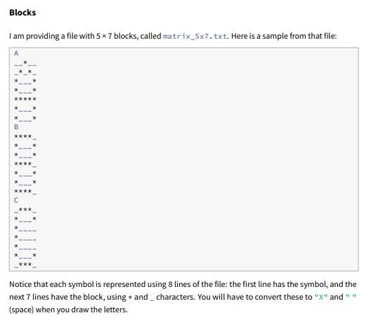 some text in large letters, 5x7, on the terminal. """ import sys