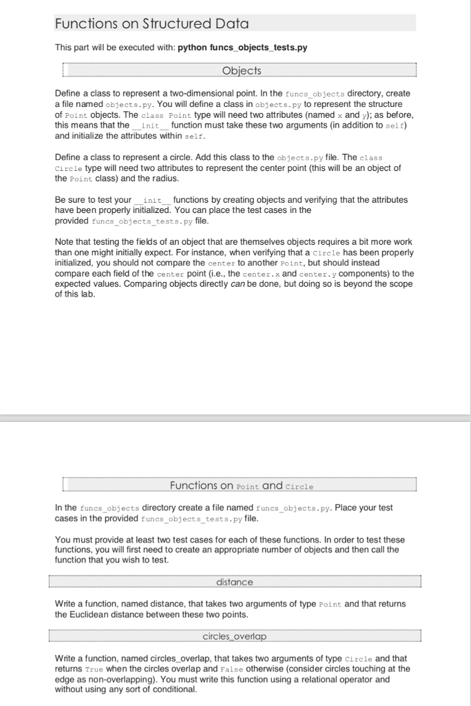  Functions on Structured Data This part will be executed with: python