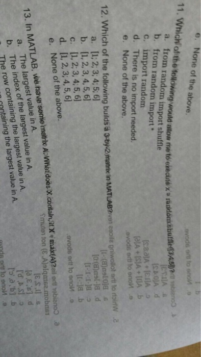  Python and matlab Which of the following would allow me to
