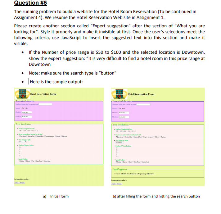 Question #5 The running problem to build a website for the