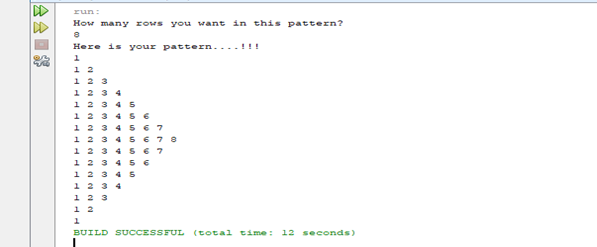 Write and run a java program that print the numbers as the