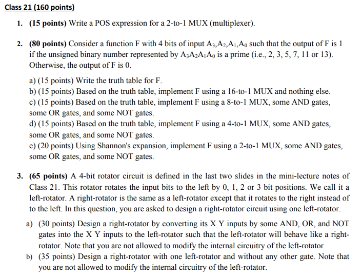  1. (15 points) Write a POS expression for a 2-to-1 MUX