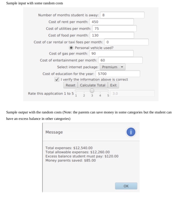 from home per year (Can be at most 12) .Cost of rent