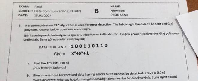  answer in english NAME: SUBJECT: Data Comnication (CPE309) DATE: 15.01.2024 NUMAER: