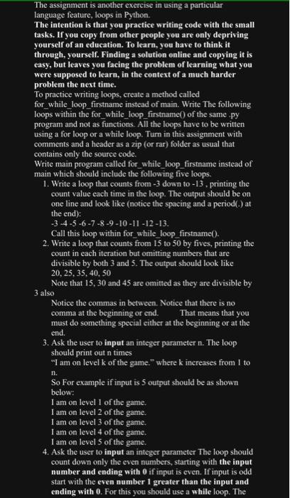 beginner python The assignment is another exercise in using a particular language