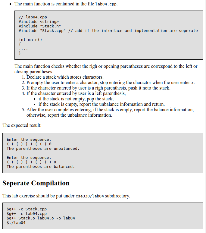 program includes the following: Define the stack class template in the header