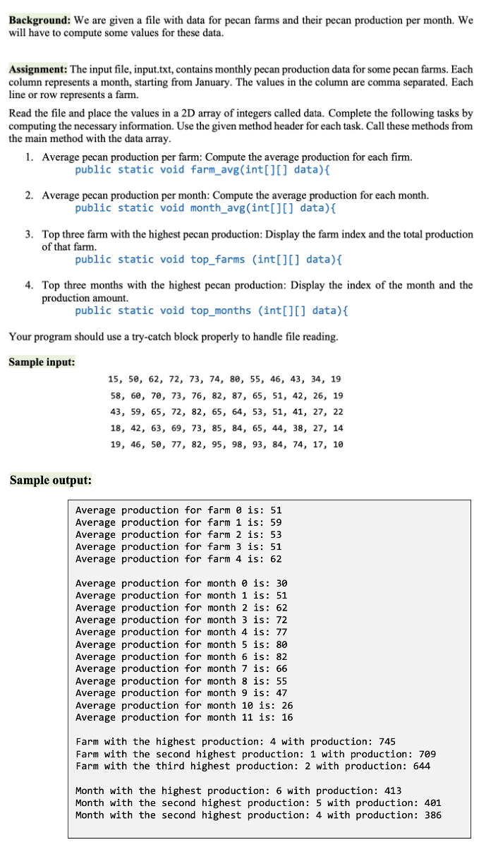  Please use java to solve the questions to produce the sample
