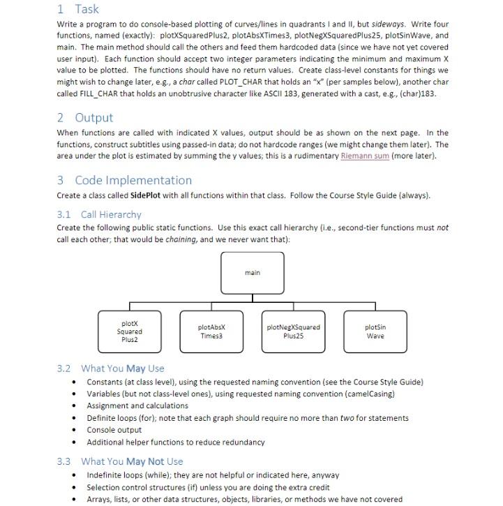  1 Task Write a program to do console-based plotting of curves/lines