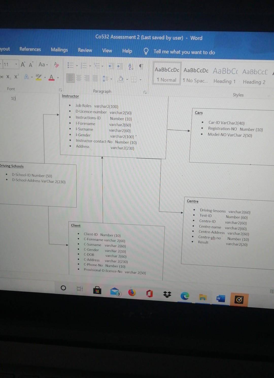 To map my conceptual data model (the word document) to a relational
