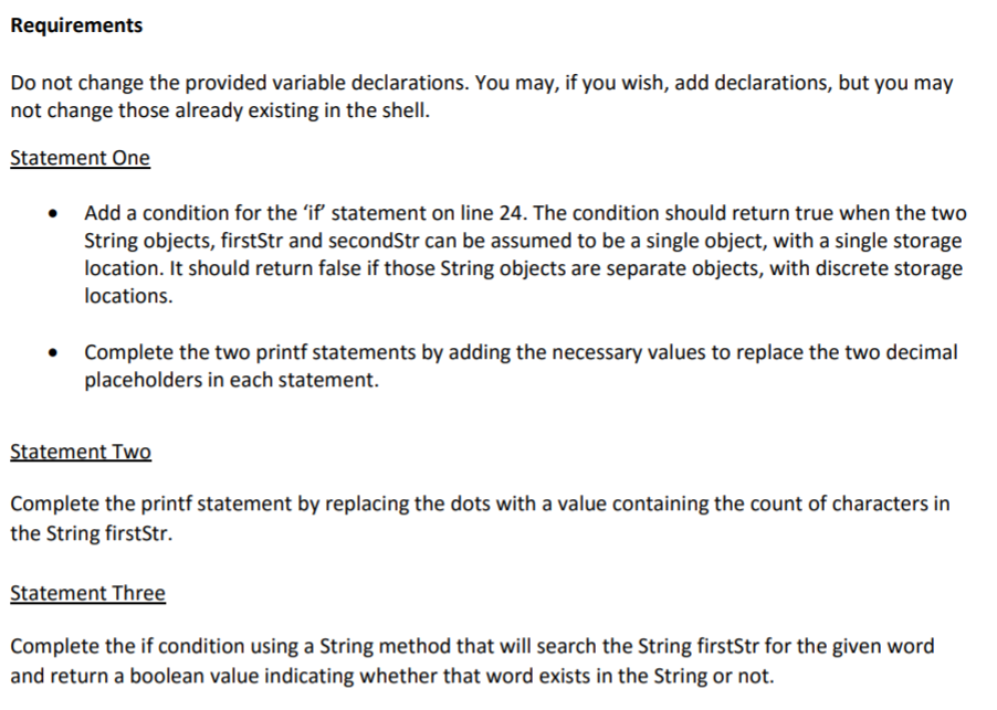  Do not change the provided variable declarations. You may, if you