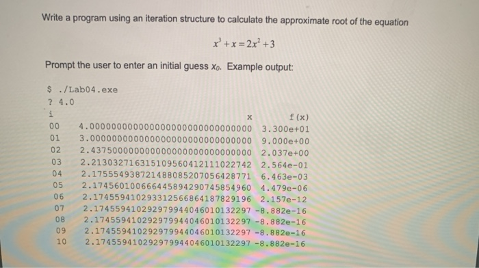 write it in c code please Write a program using an iteration