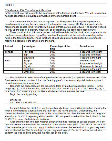 c++ IMPORTANT: Use pointers in your user-defined functions Project 1 Simulation: Tke