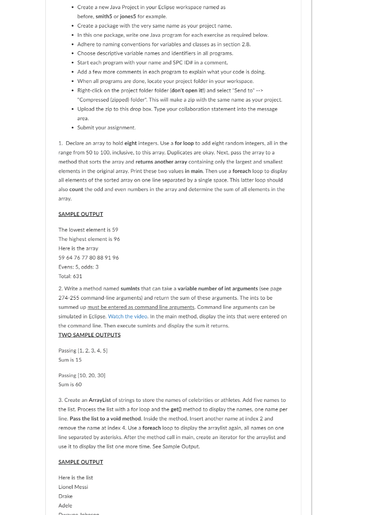  - Create a new Java Project in your Eclipse workspace named