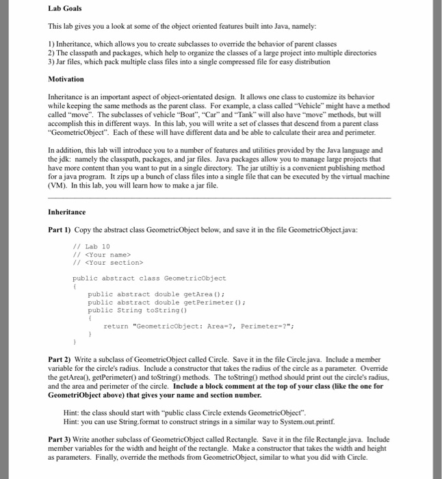  Java programming lab Lab Goals This lab gives you a look